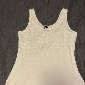 Off white tank top with sequence